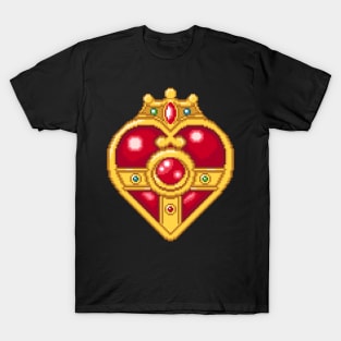 Heart Moon Brooch Pixel Art T-Shirt